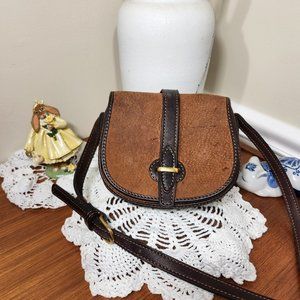 Vintage Brown Leather Lady Crossbody Purse/Bag